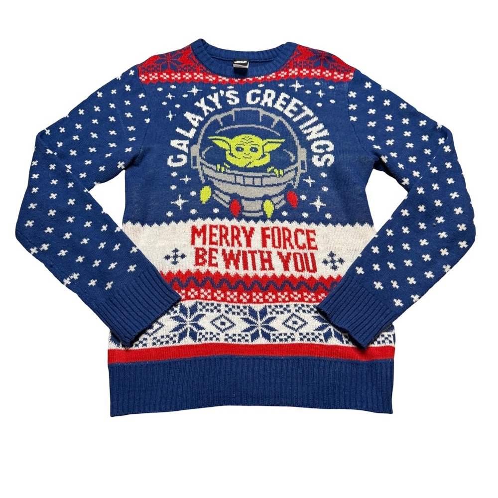 ✨🎄 Star Wars Grogu “Merry‎ Force” Ugly Christmas Sweater Size M 🎄✨